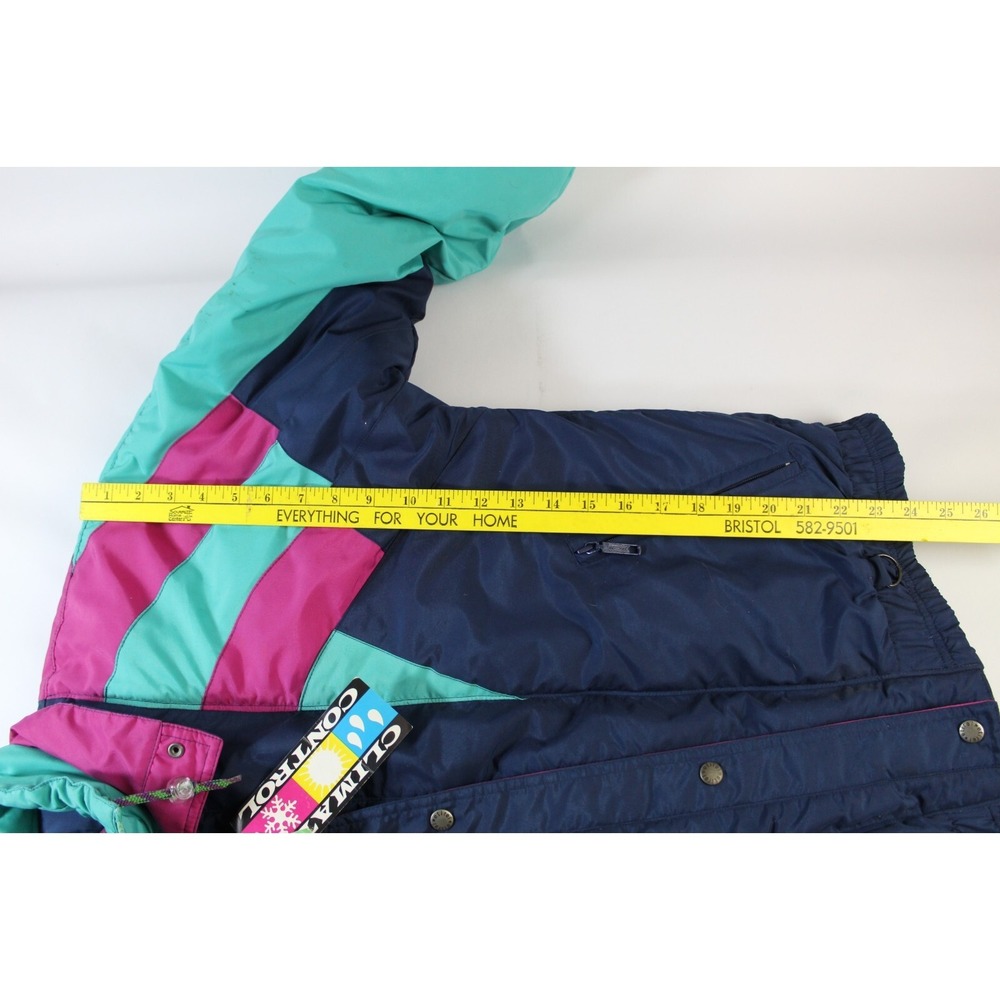 Vtg etirel Pink Blue Ski Snowboard Jacket Women's Size 8 asymmetric 80s/90s NWT - Picture 7 of 8